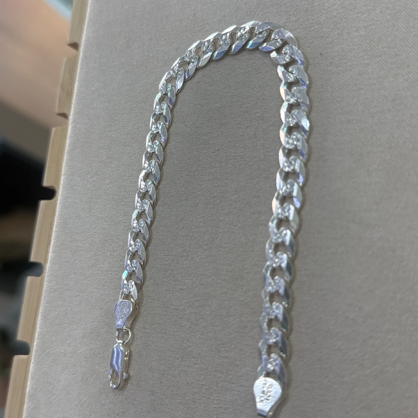 Men's Silver Curb Chain Bracelet - photo 5
