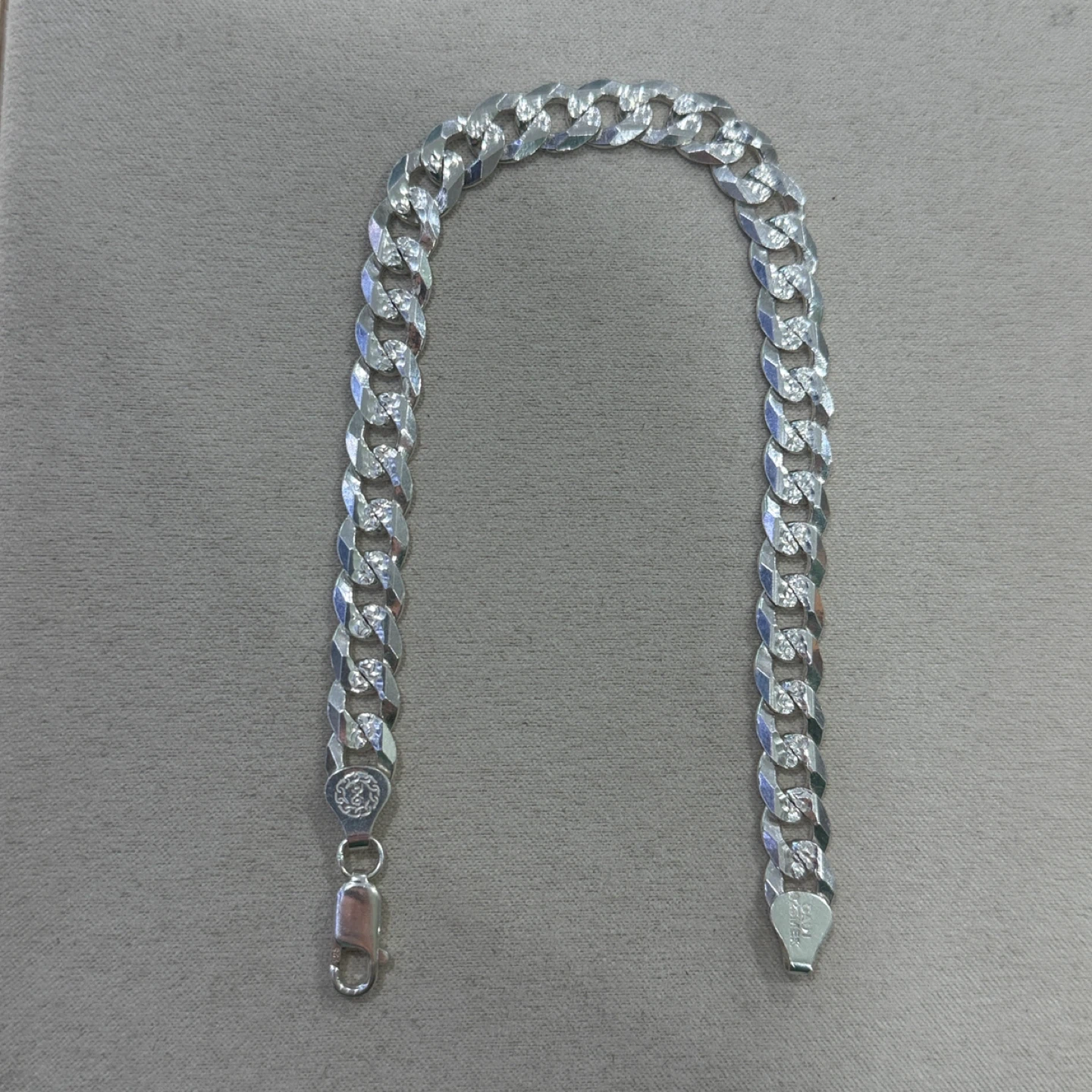 Men's Silver Curb Chain Bracelet - photo 2