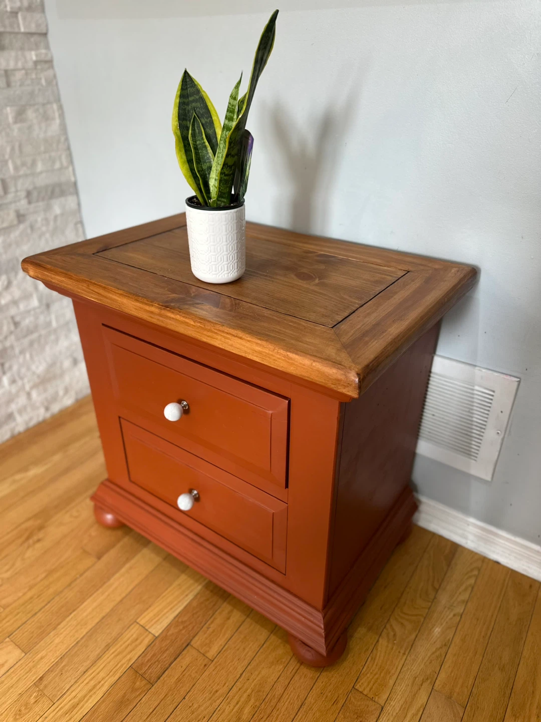 Two-Drawer Nightstand with Gold Hardware