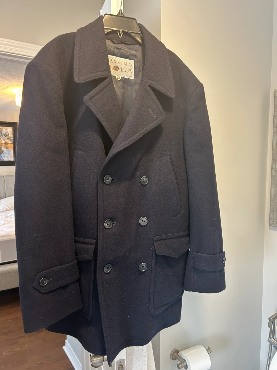 Massimo Moda Men's Wool Blend Peacoat