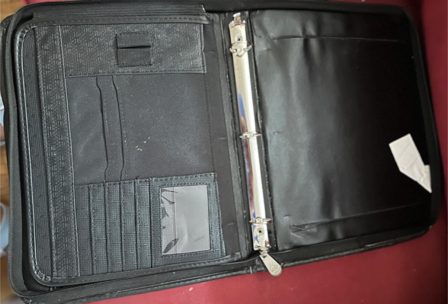 Black Faux Leather Zippered Portfolio Binder