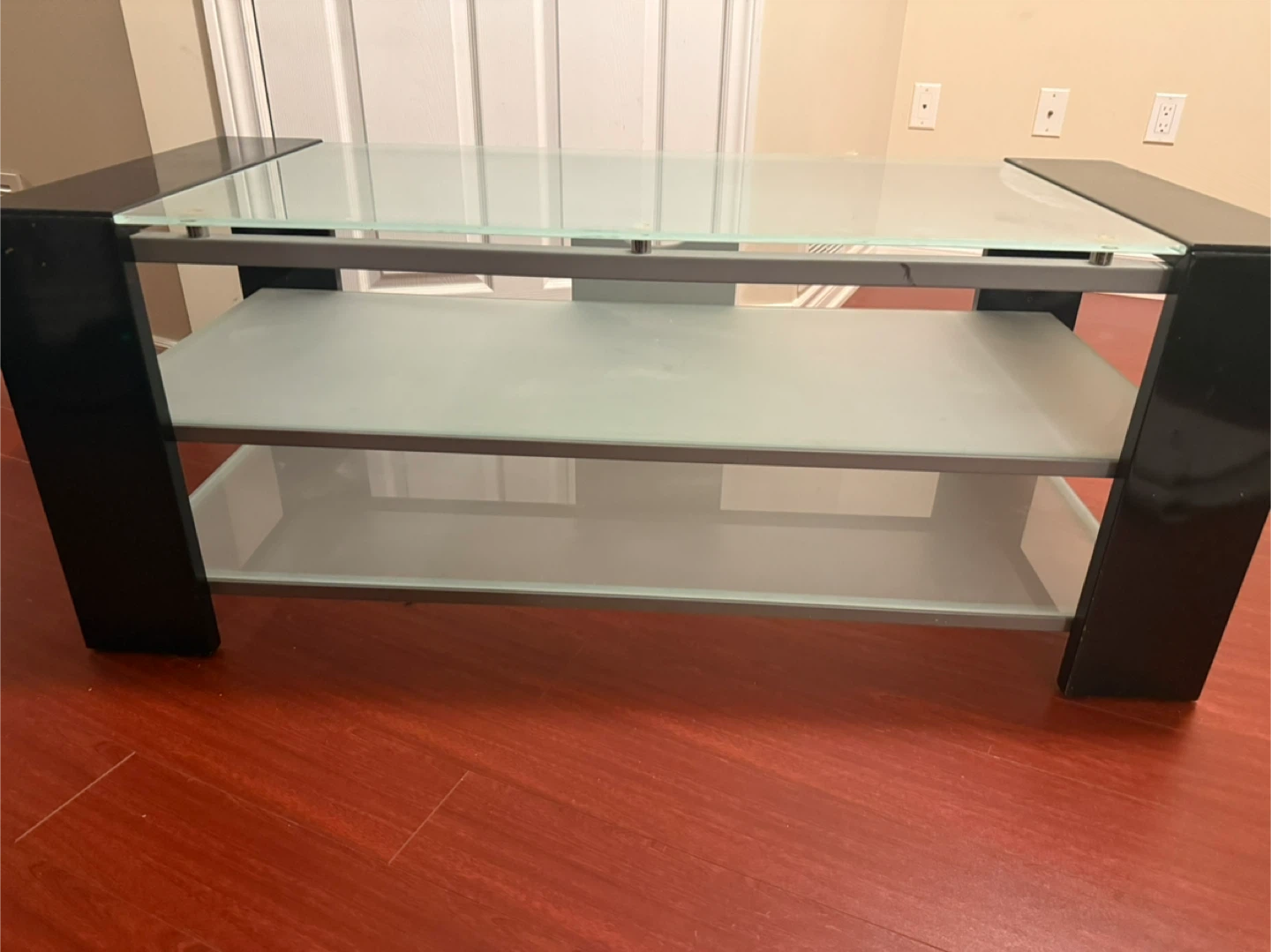 Glass TV Stand with 2 Shelves