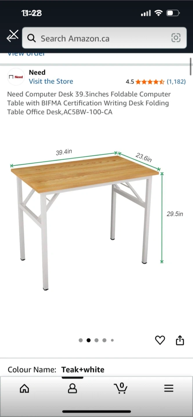 Foldable student Desk 39.3" Wood+White - photo 3