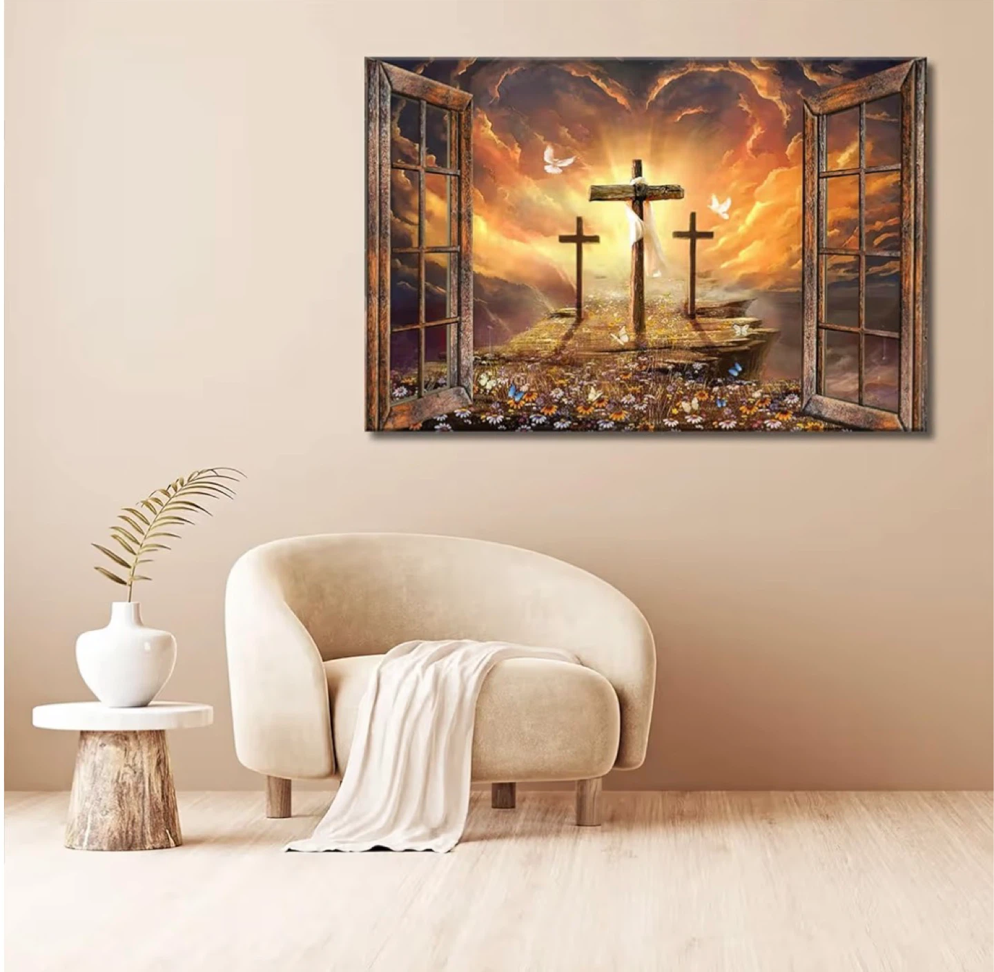 Christian Wall Art Canvas Print - Three Crosses Scene - photo 3