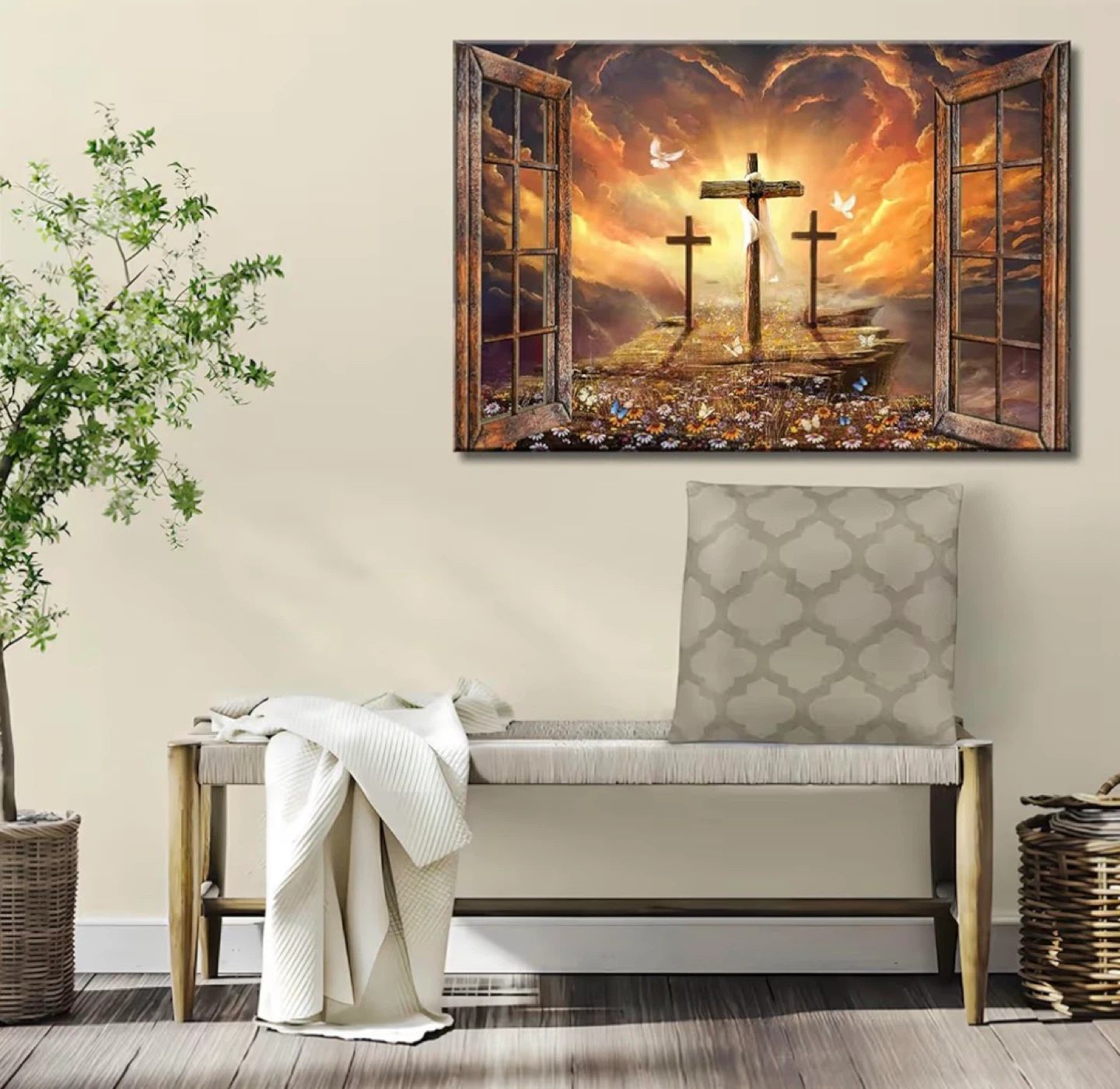 Christian Wall Art Canvas Print - Three Crosses Scene - photo 4