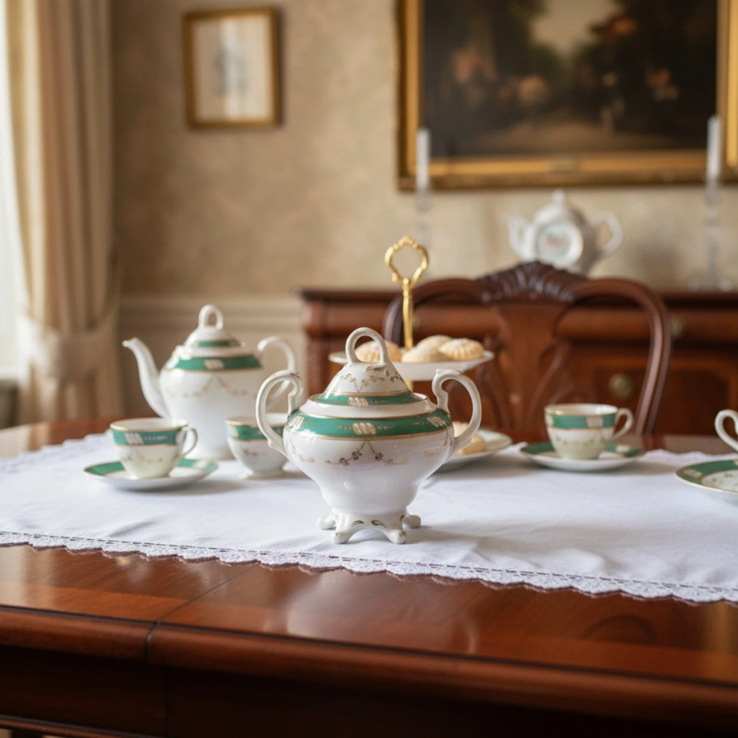 Vintage Teacup and Saucer Set with Sugar Bowl