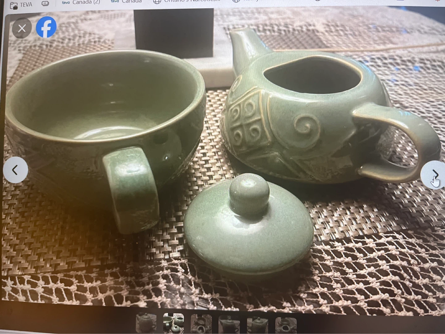 Sage Green Ceramic Teapot and Cup Set - photo 2