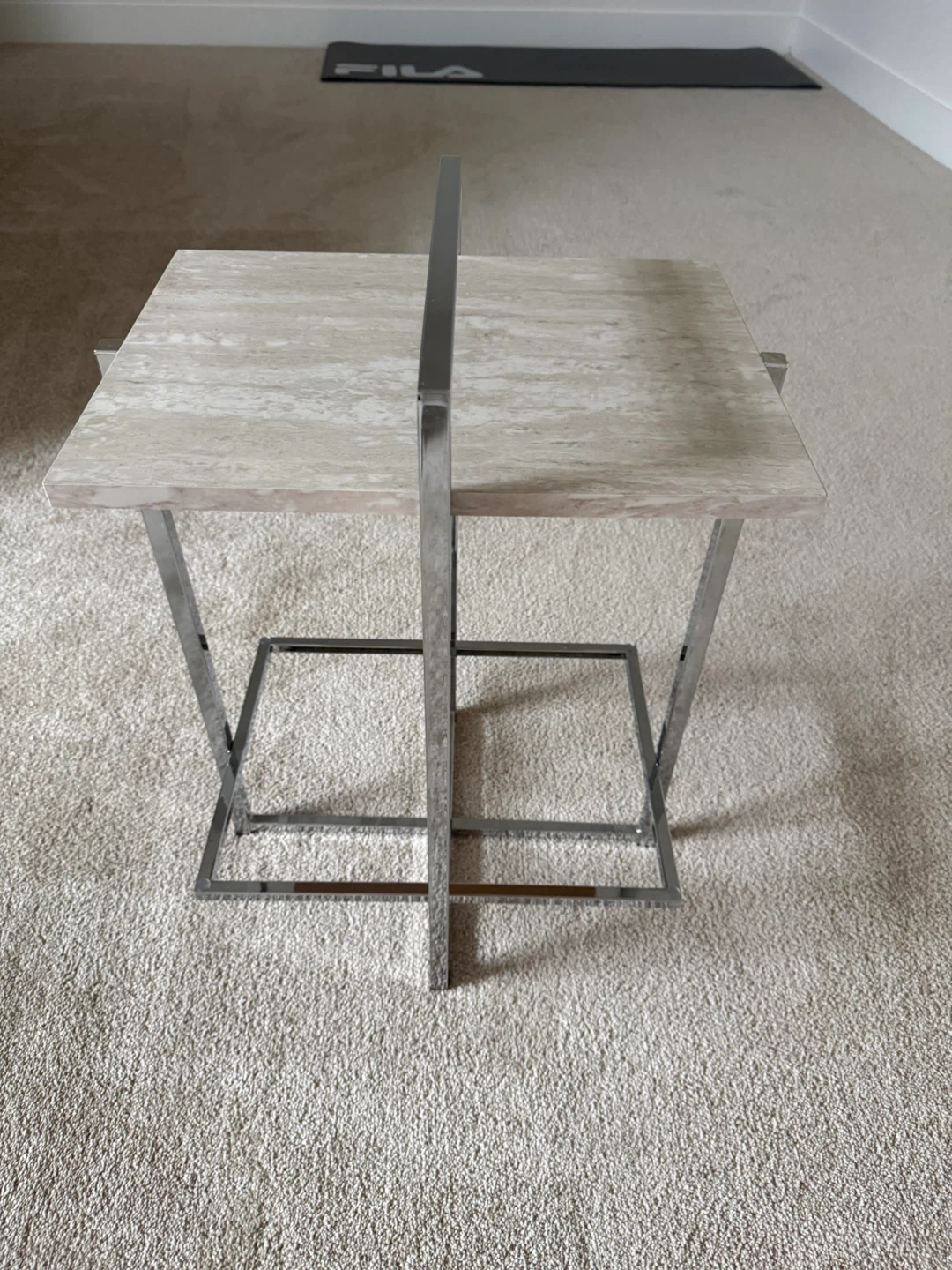 Glass and Metal Coffee Table with Stone Inlay Shelf - photo 2