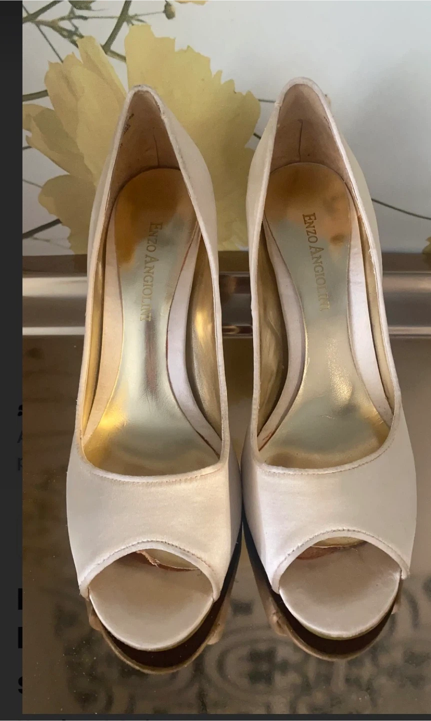 Enzo Angiolini White Peep-Toe Heels - photo 5