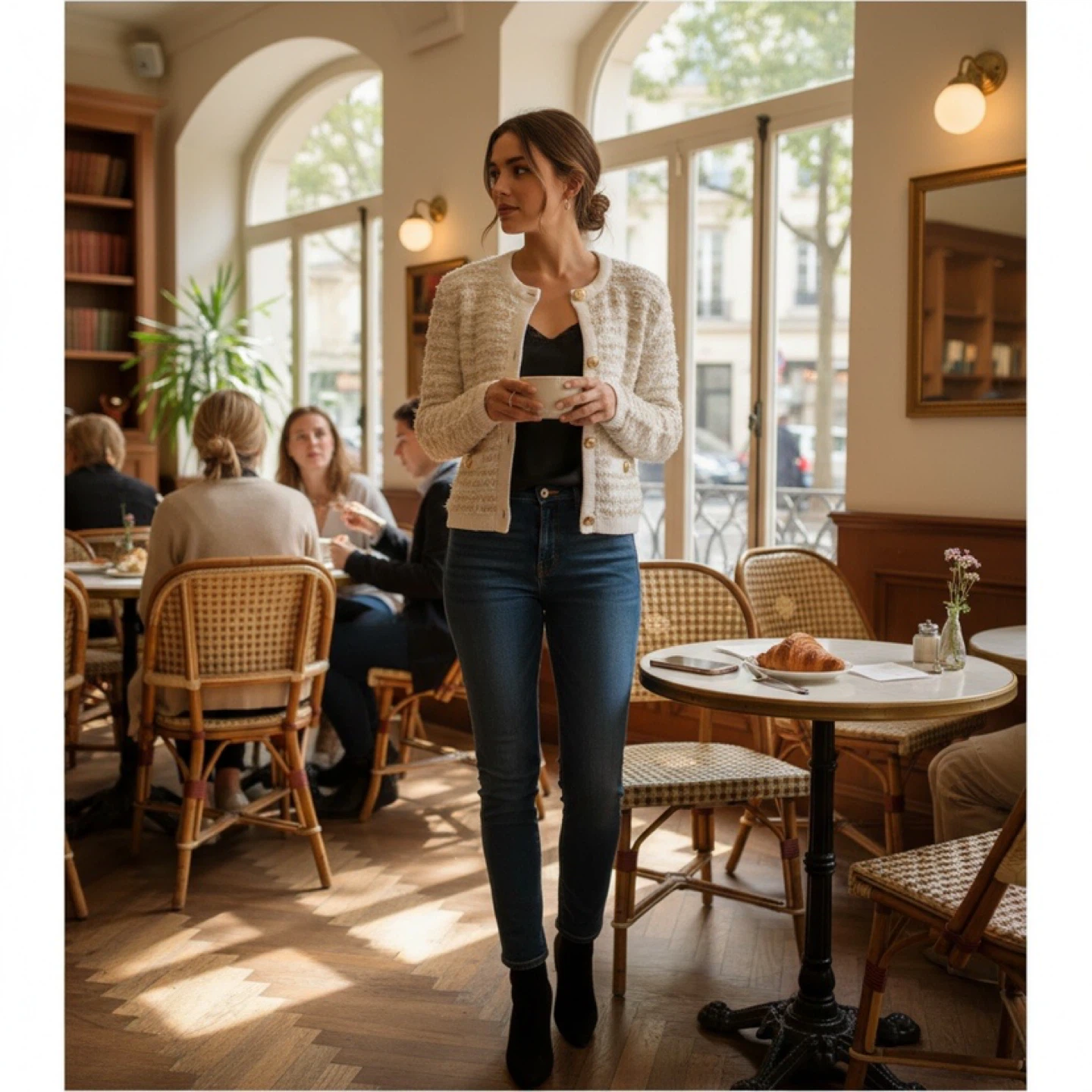 EXPRESS Women's-Front Cardigan Sweater - Cream/Gold - Size S - photo 2