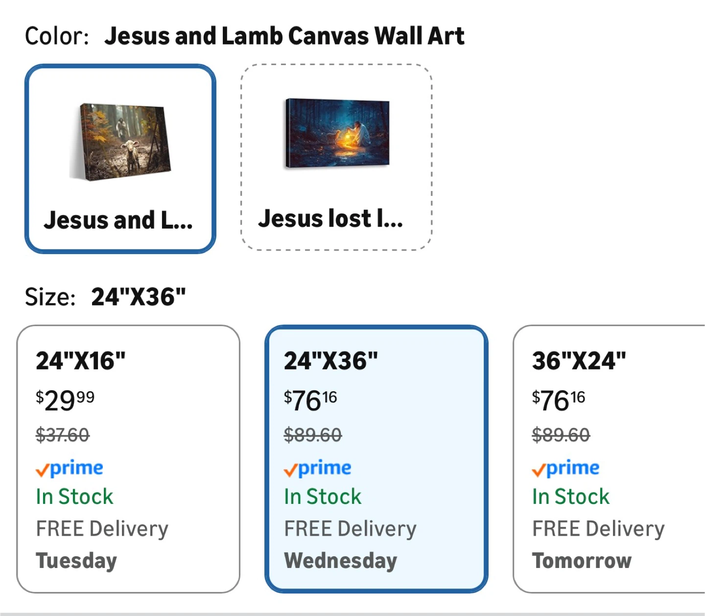 Jesus and Lamb Canvas Wall Art 24"x36" - photo 5