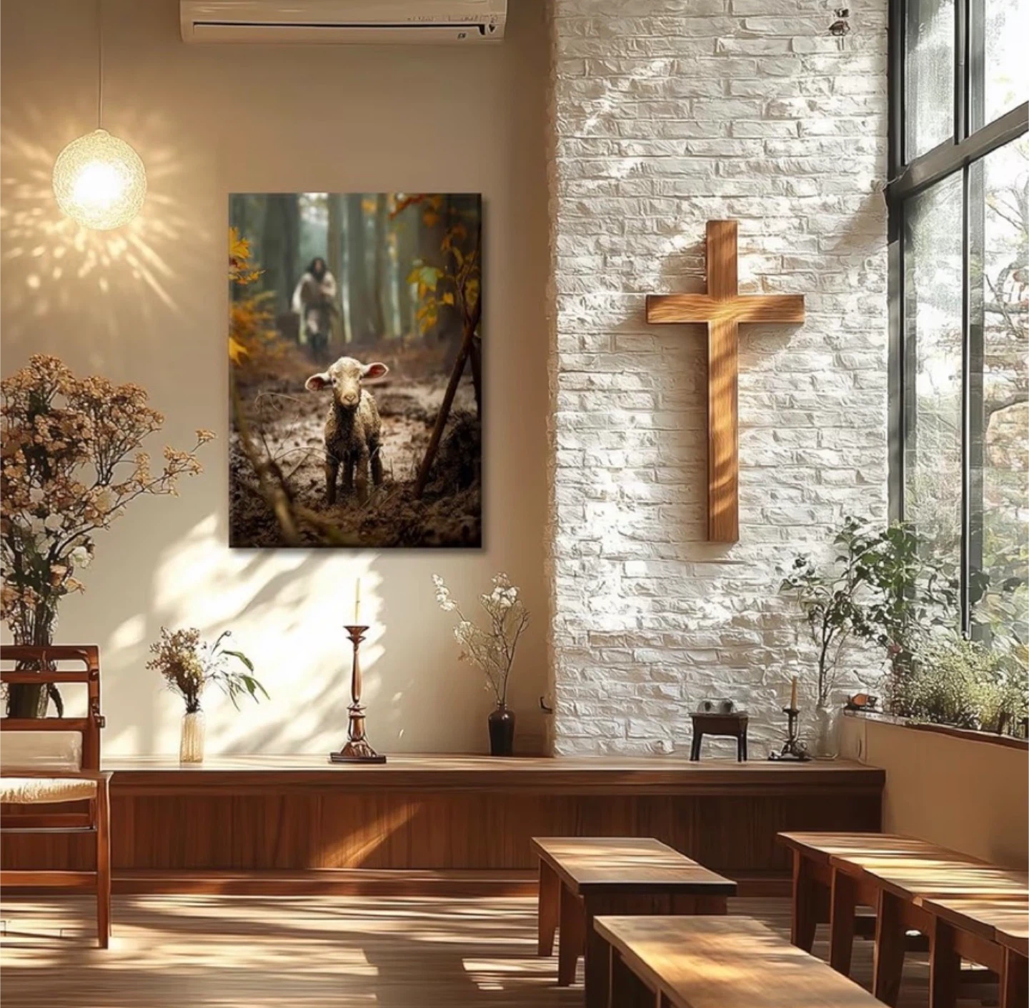 Jesus and Lamb Canvas Wall Art 24"x36" - photo 3