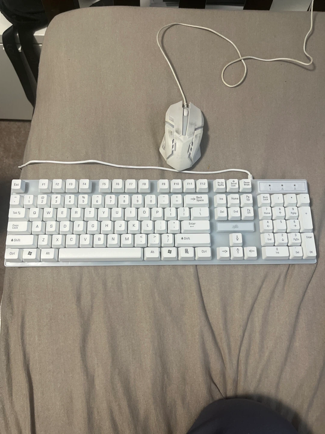 White Gaming Keyboard and Mouse Combo