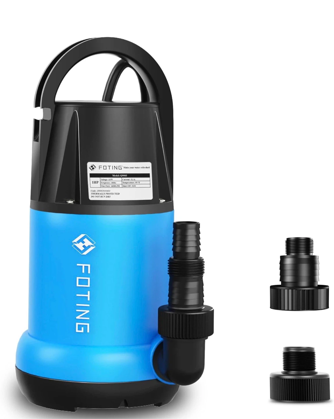 Sump Pump 1 HP 4600 GPH Clean/Dirty Submersible Water Pump - photo 2