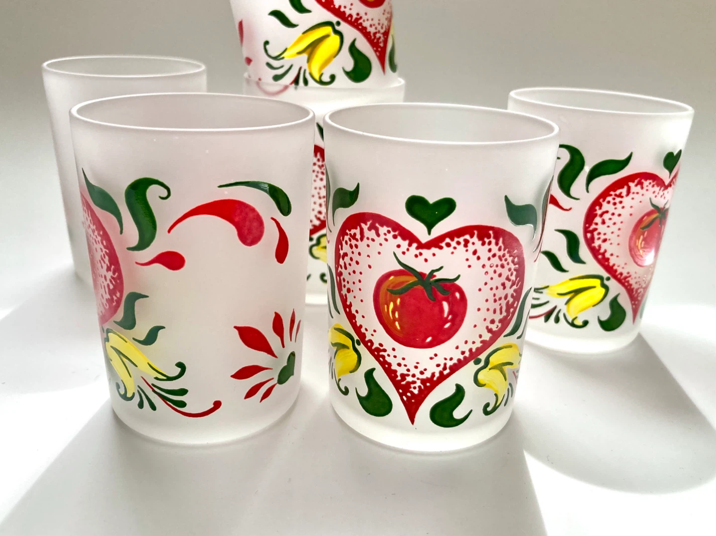 Set of 6 Vintage Frosted Tomato Glasses 1950s - photo 2