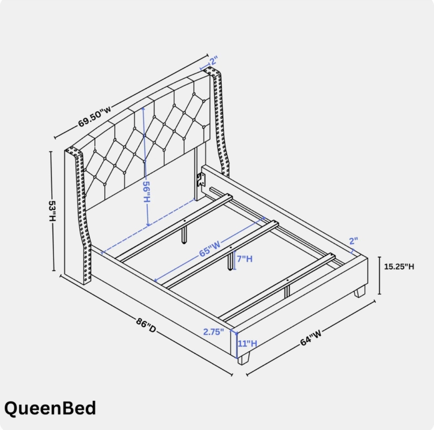 Queen Size Lark Manor Dorthy Upholstered Bed (CAN DELIVER) - photo 2