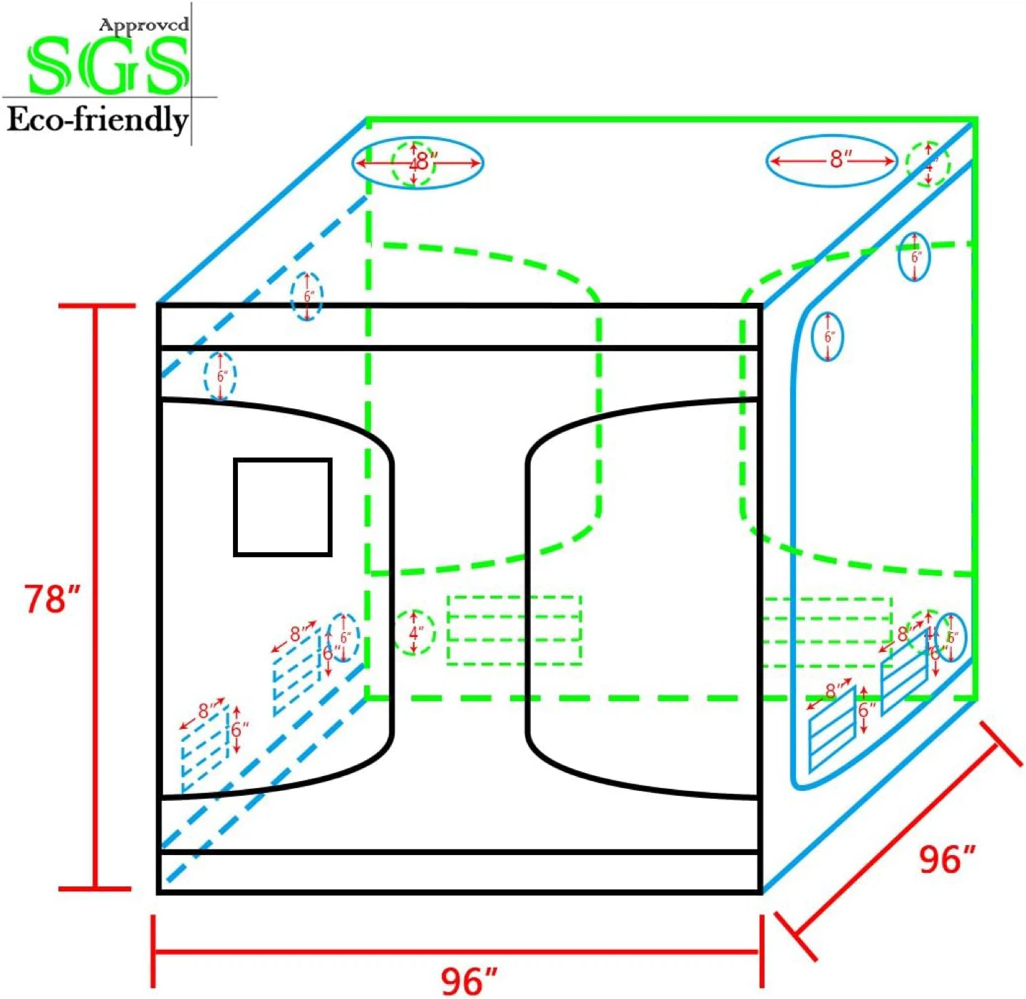 Quictent 96"x96"x78" Grow Tent with Dual Ventilation - photo 5