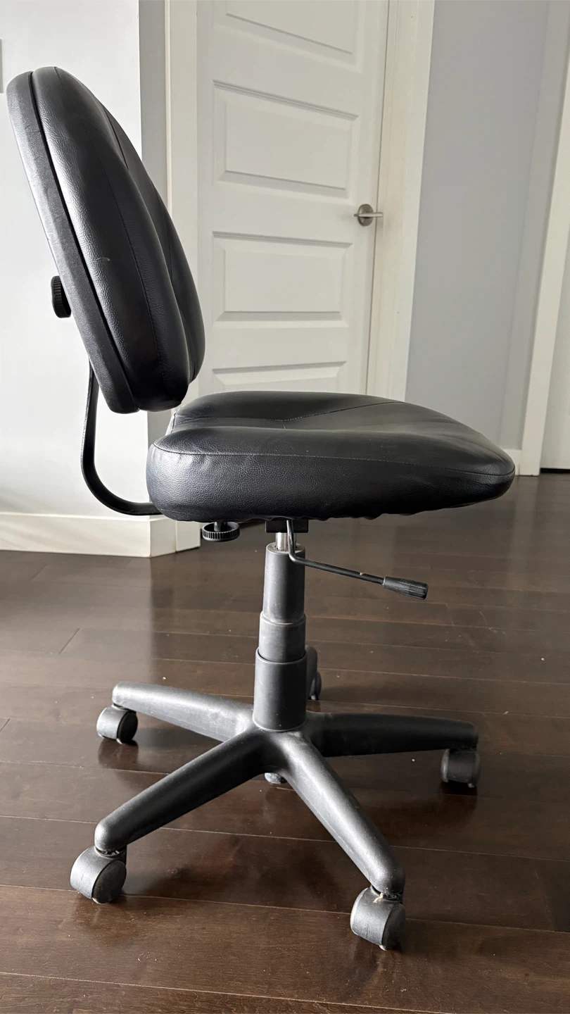 Black Faux Leather Office Chair - photo 3