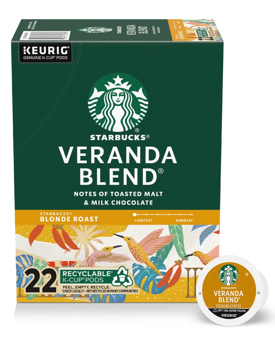 Starbucks Veranda Blend Blonde Roast K-Cup Pods (22 ct)