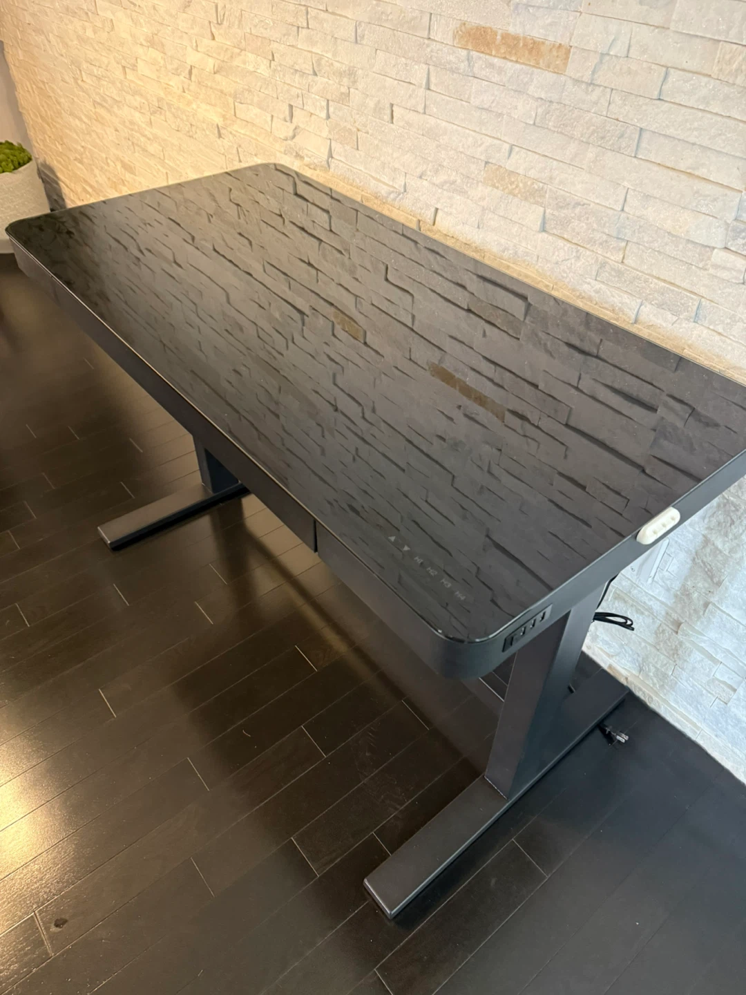 Standing Desk with Black Glass Top