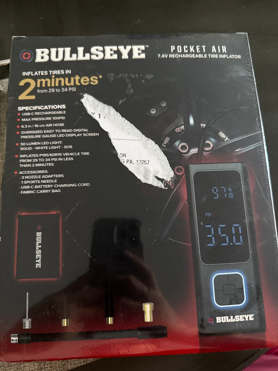 Bullseye Pocket Air 7.4V Rechargeable Tire Inflator - photo 2