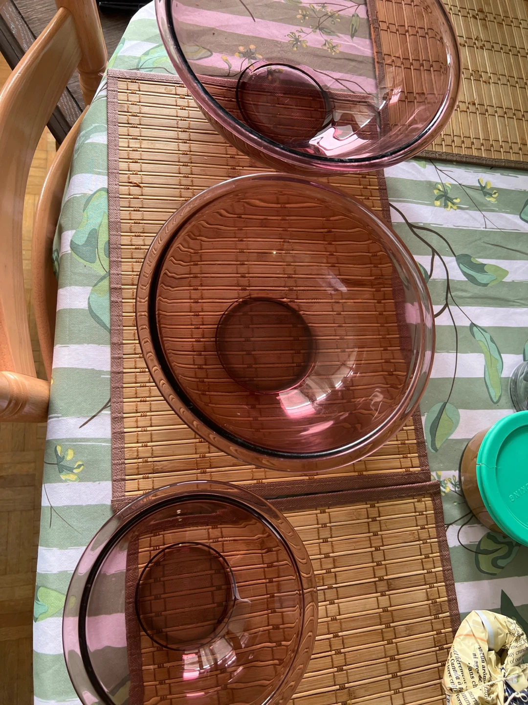 Set of 3 Amber Glass Mixing Bowls - photo 3