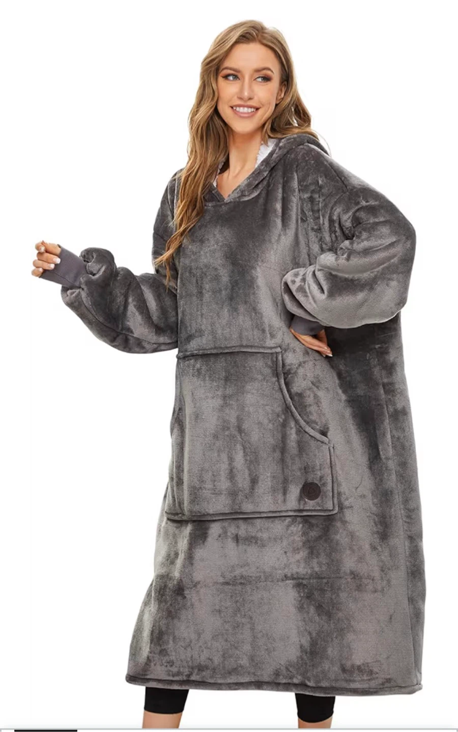 Three Poodle Wearable Blanket Hoodie - Grey - photo 4