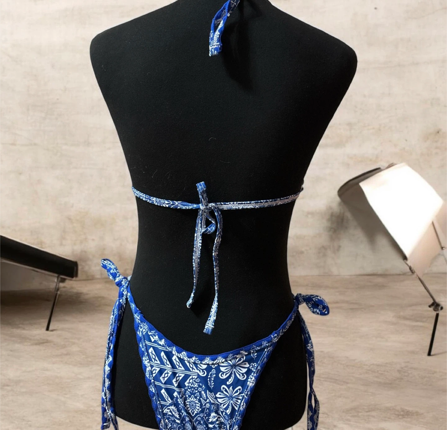 Blue and White Patterned Bikini - Size S - photo 3