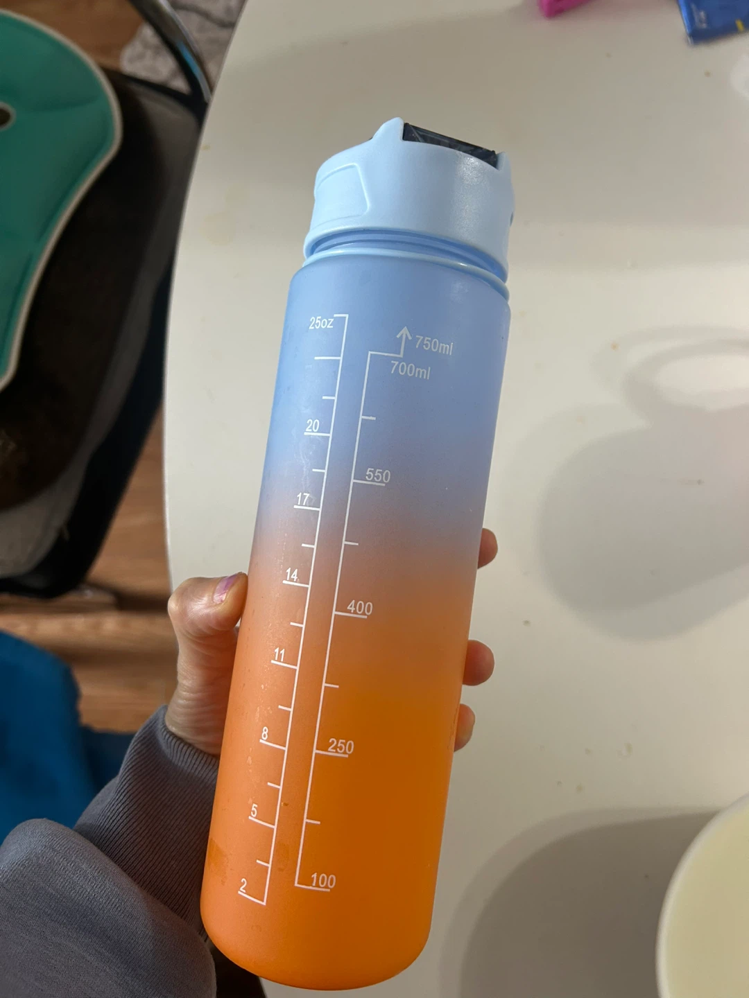 750ml Motivational Water Bottle with Straw
