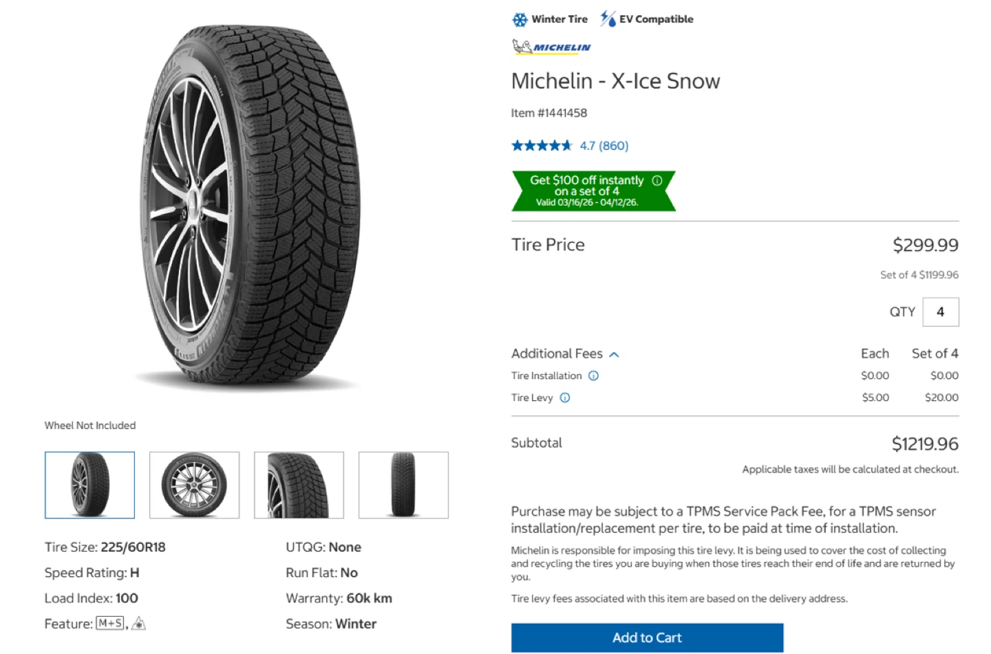 4Tires - Michelin X-Ice Snow Winter Tires 225/60R18 - photo 2