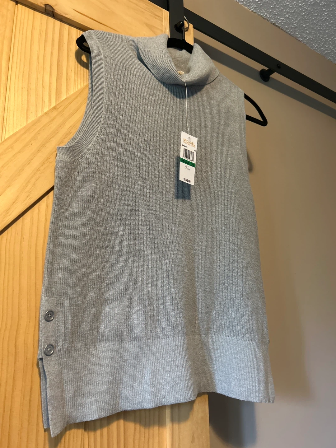Michael Kors Grey Ribbed Turtleneck Sleeveless Sweater - photo 3
