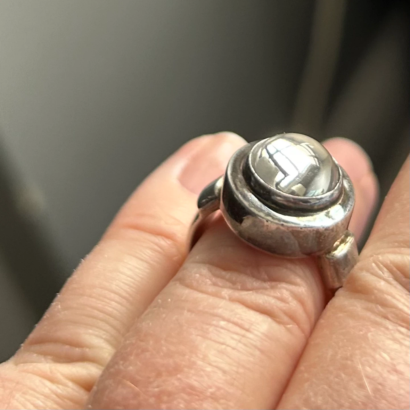 Sterling Silver Ring with Clear Cabochon, Size US 7 - photo 3