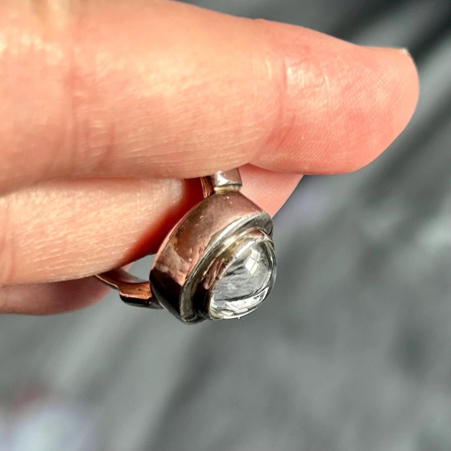 Sterling Silver Ring with Clear Cabochon, Size US 7 - photo 4