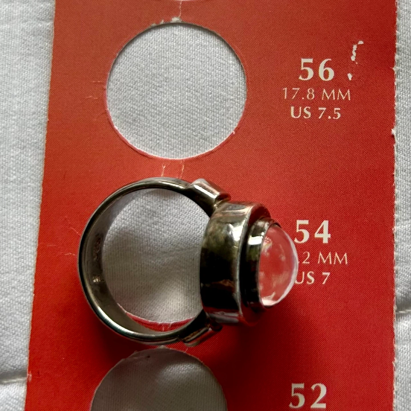 Sterling Silver Ring with Clear Cabochon, Size US 7 - photo 2