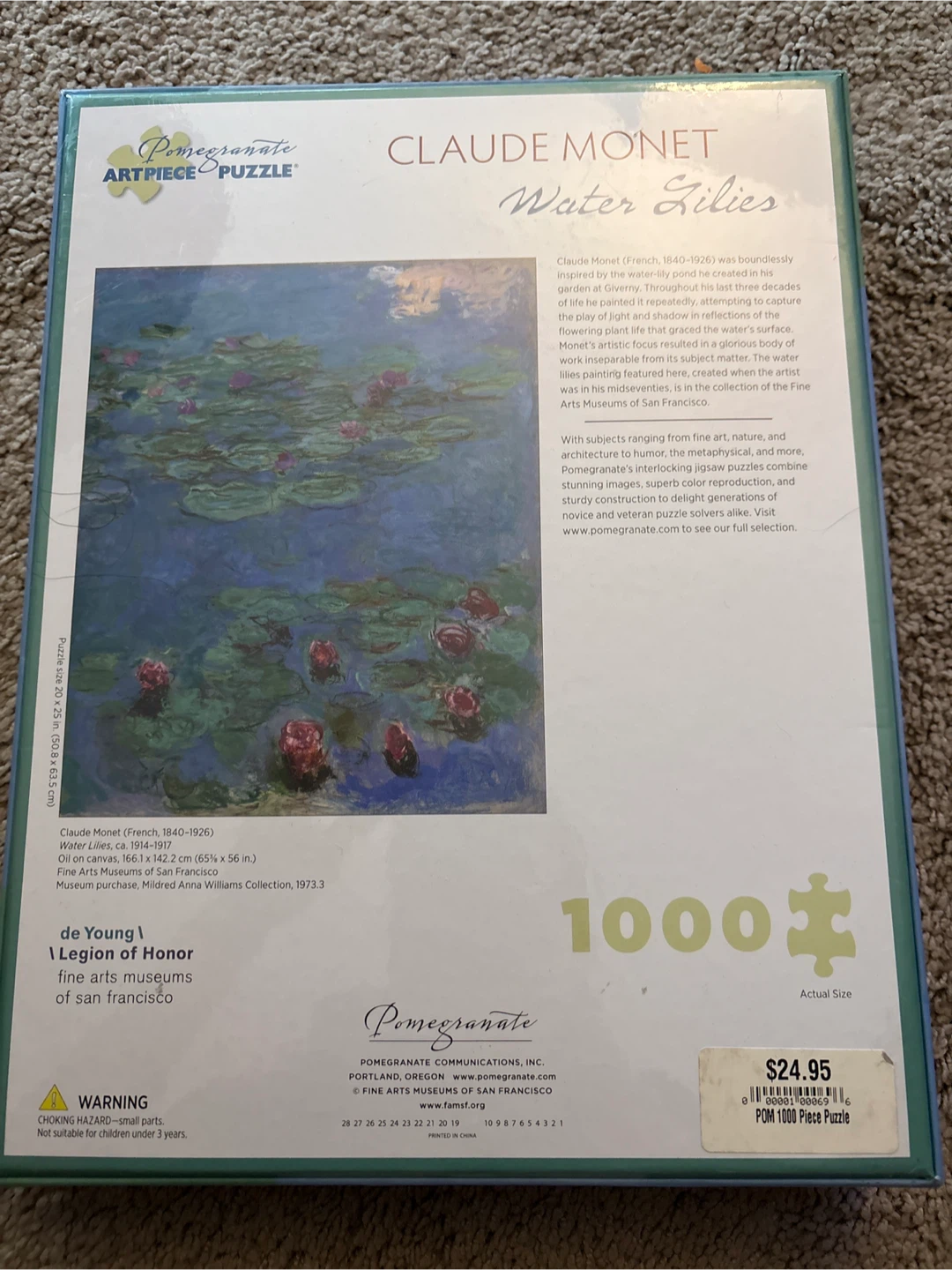 Pomegranate Claude Monet Water Lilies 1000 Piece Jigsaw Puzzle 🥕 - photo 2