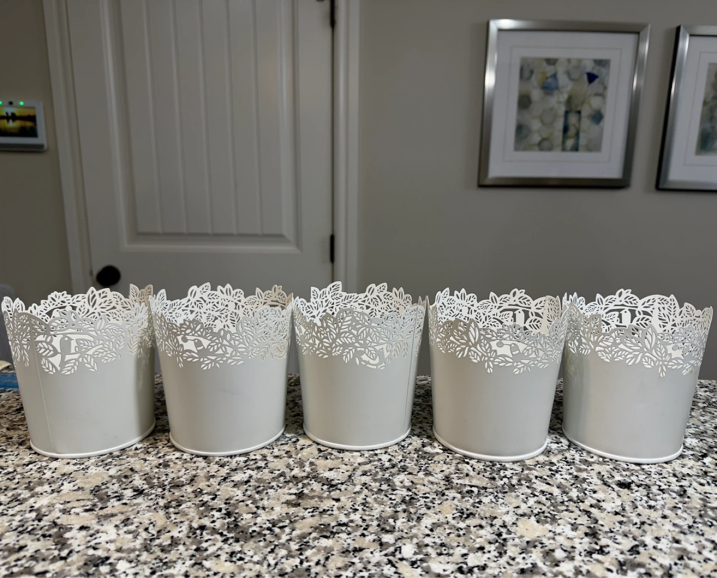 IKEA Set of 5 White Lace-Top Plant Pots