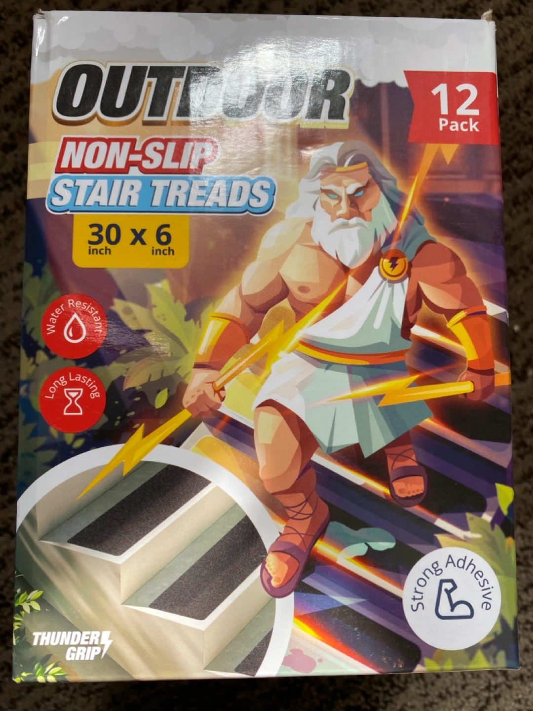 Thunder Grip Non-Slip Outdoor Stair Treads (12 Pack)