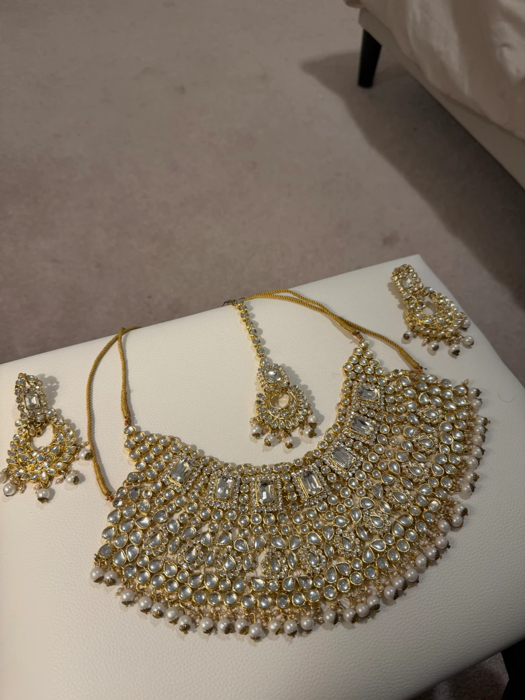 Gold-tone Statement Necklace Set with Earrings