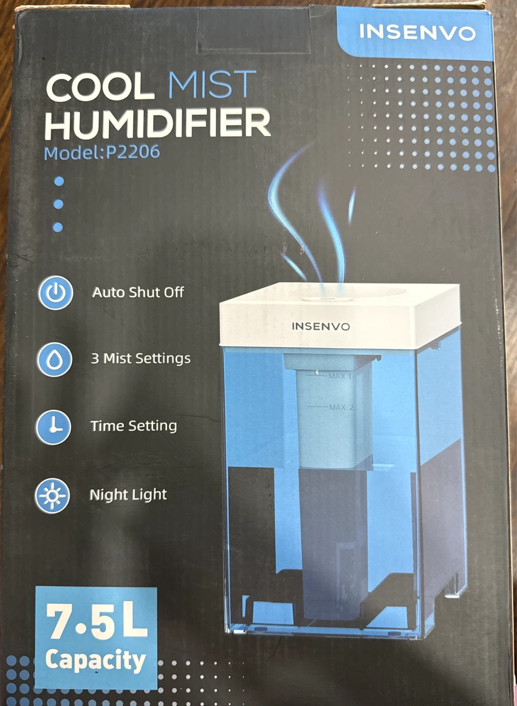 INSENVO Cool Mist Humidifier Model: P2206 - 7.5L Capacity - photo 2