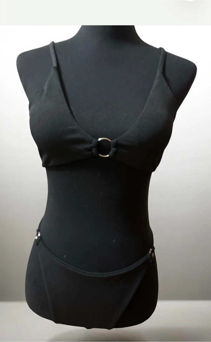 Zaful Black Ribbed Bikini Set - photo 2
