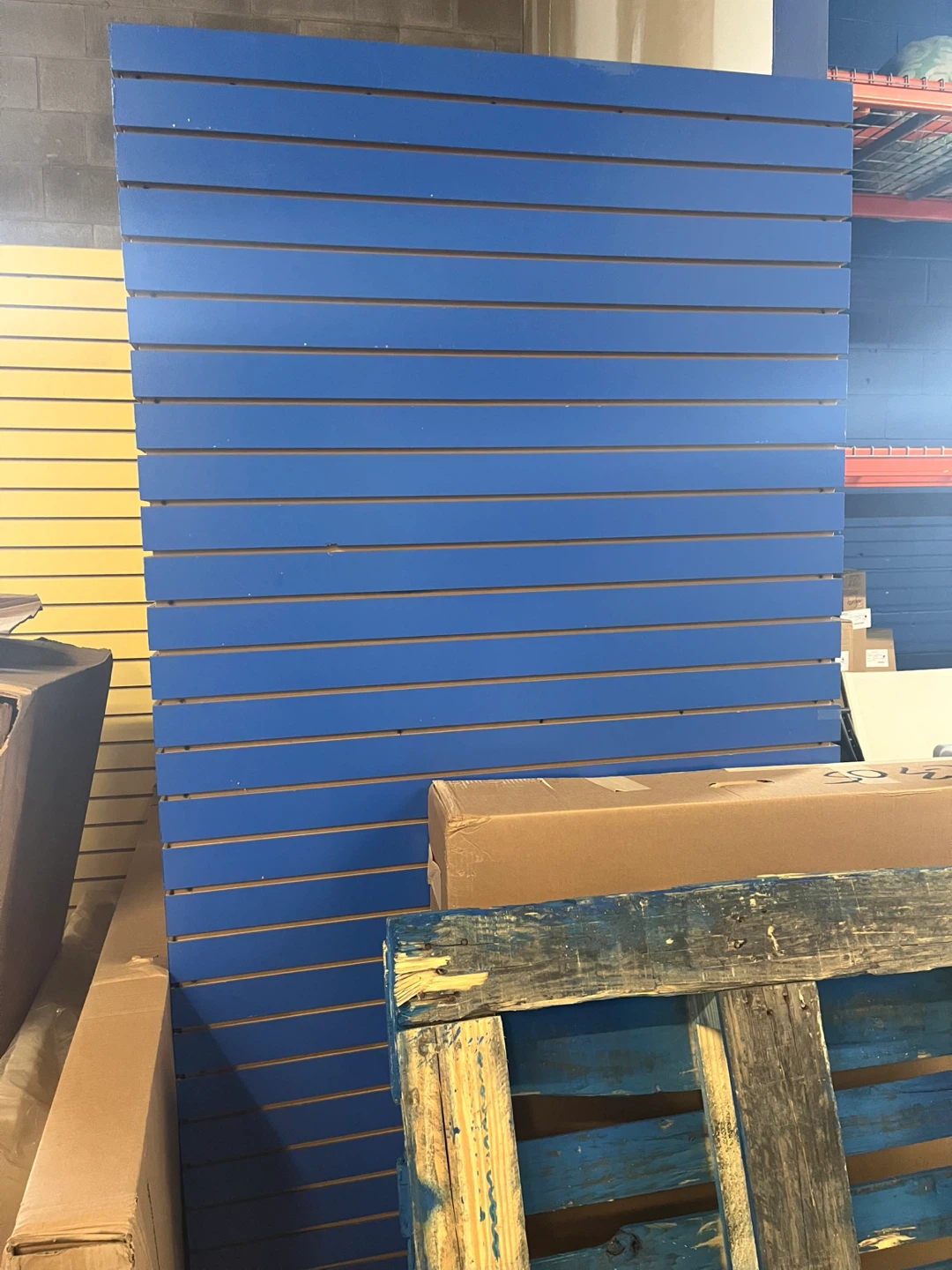 Slatwall Panels - Yellow and Blue