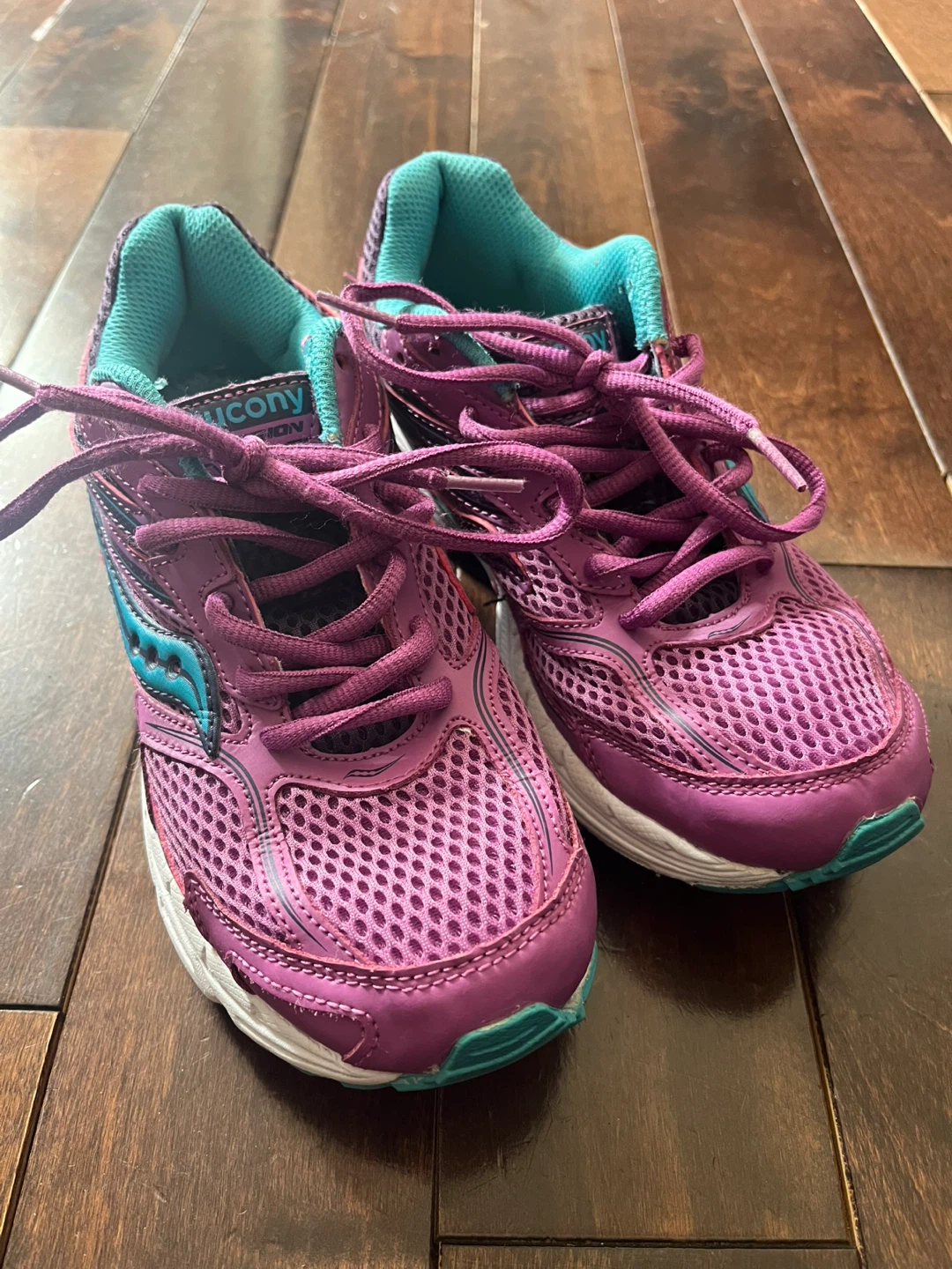 Saucony Cohesion 9 LTT Girls Running Shoes Size 5.5Y Purple Teal - photo 2