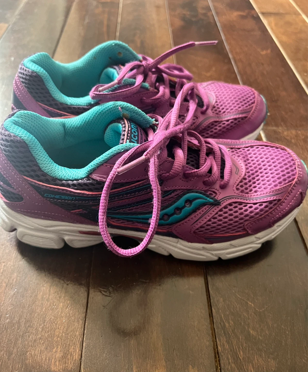 Saucony Cohesion 9 LTT Girls Running Shoes Size 5.5Y Purple Teal - photo 3