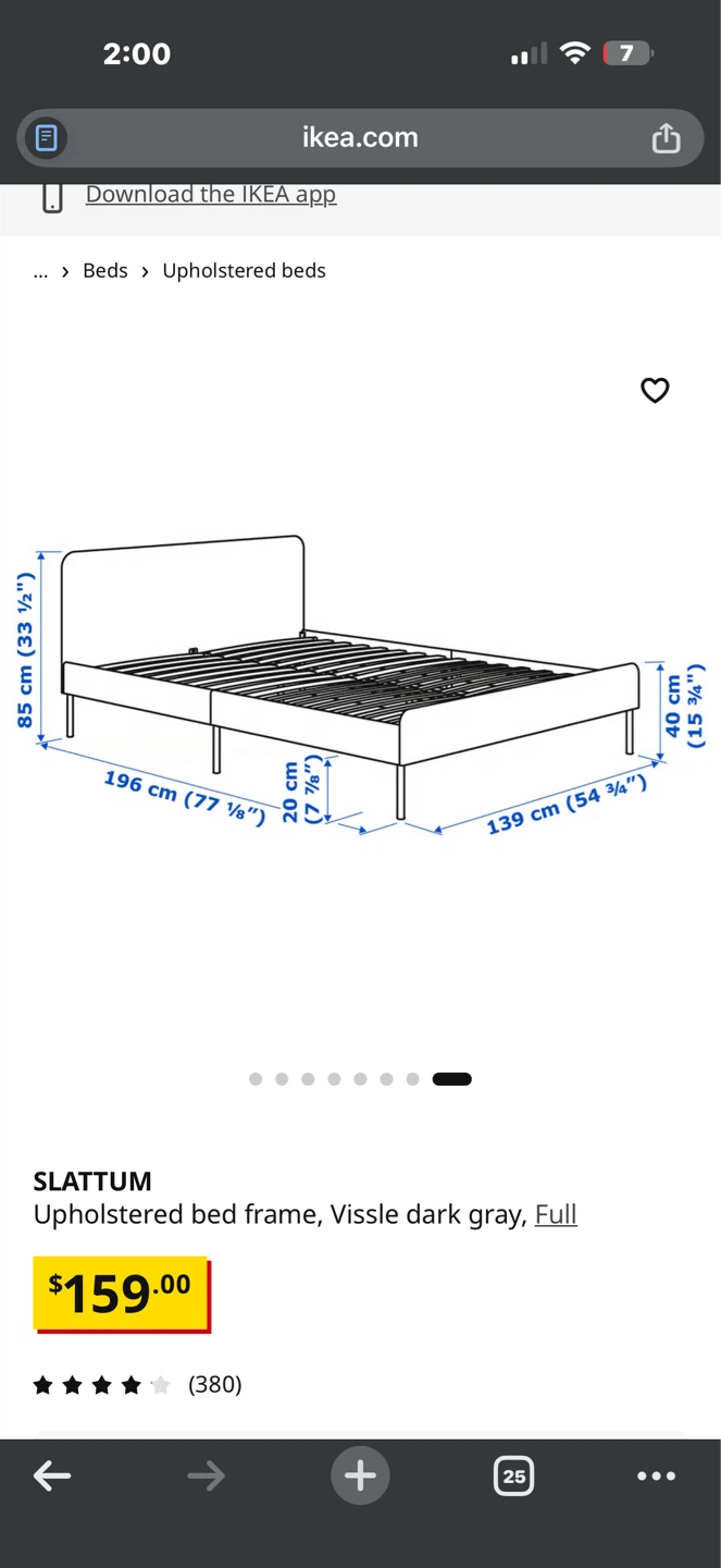 Full size - IKEA SLATTUM Upholstered Bed Frame - Dark Gray - photo 3