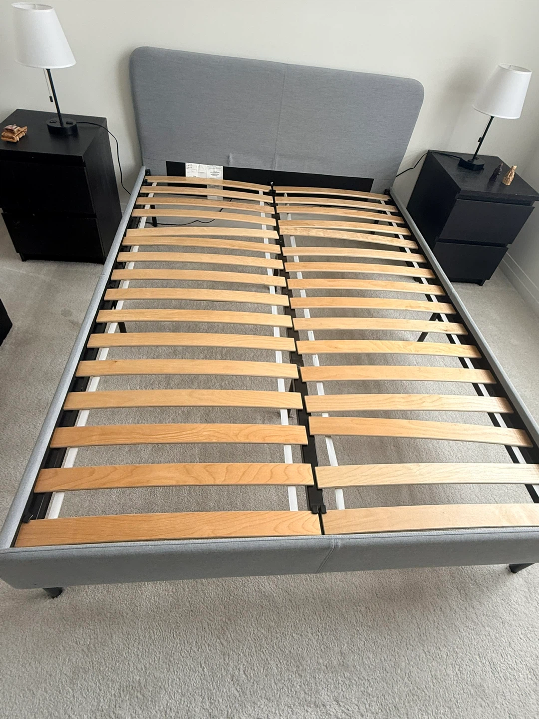 Full size - IKEA SLATTUM Upholstered Bed Frame - Dark Gray