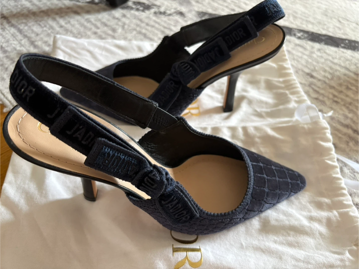 Christian Dior Slingback Heels Size 38 Navy Blue - photo 4