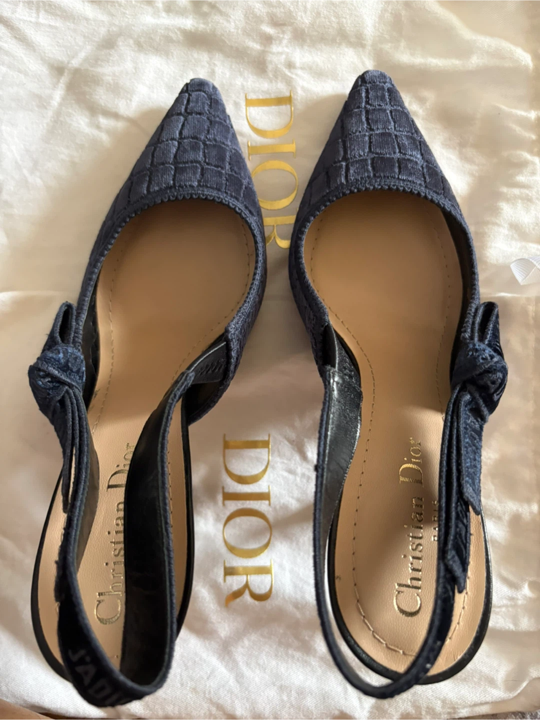 Christian Dior Slingback Heels Size 38 Navy Blue - photo 2