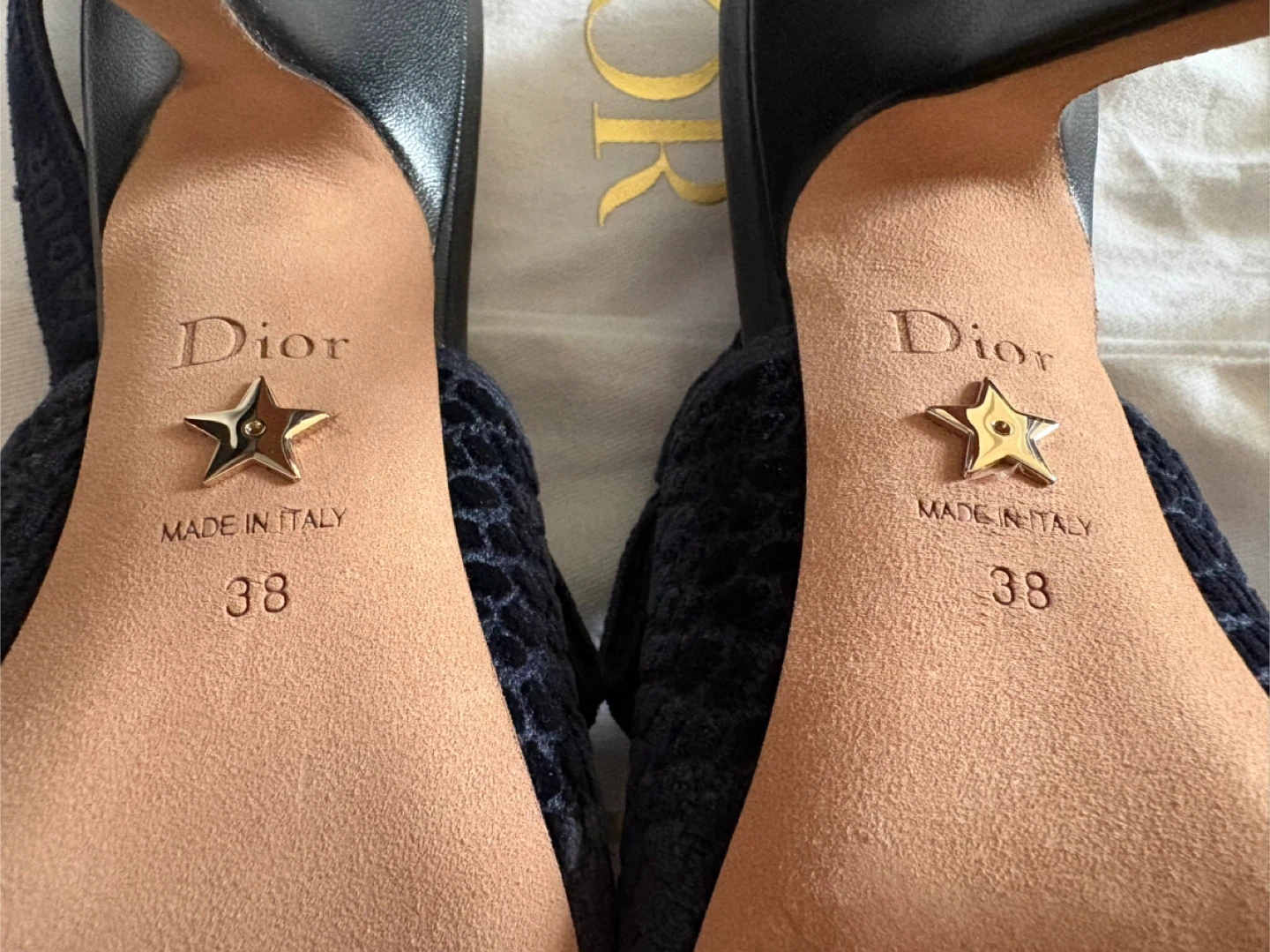 Christian Dior Slingback Heels Size 38 Navy Blue - photo 5