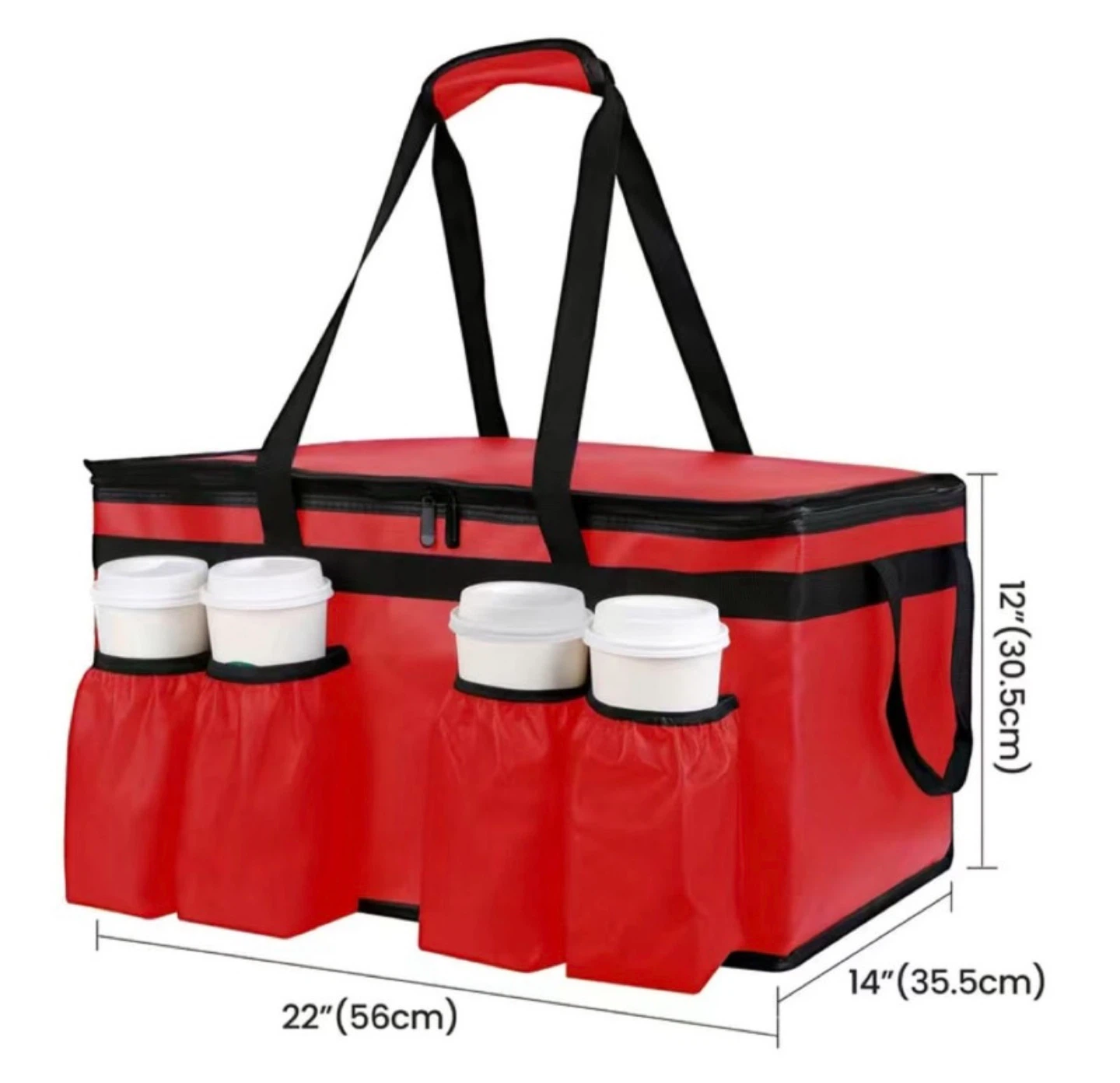 Insulated Food Delivery Bag XXXL with Cup Holer
