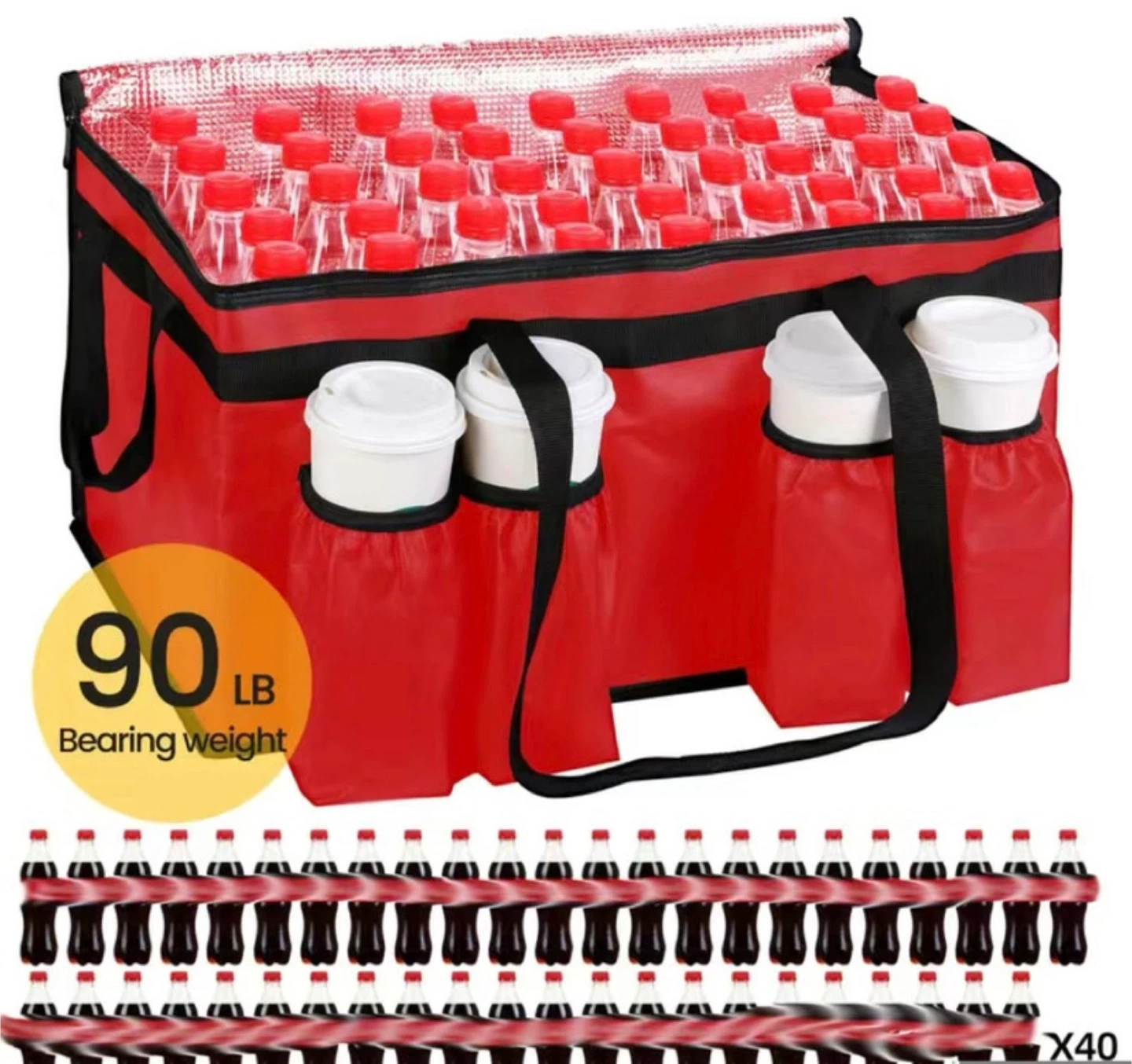 Insulated Food Delivery Bag XXXL with Cup Holer - photo 3